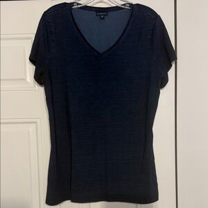 Women's Navy V-Neck Top